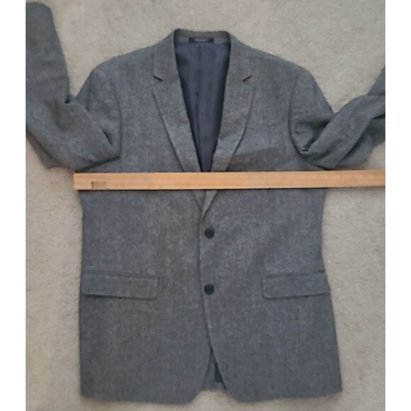 ADOLFO Lambswool TWEED Sport Coat Mens 44R Gray Herringbone Fleck Blazer Jacket - Picture 13 of 16